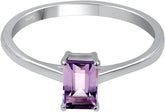 Natural Amethyst Ring, Sterling Silver Soliatire Ring, February Birthstone Ring for Women, Birthday Gift for Sister